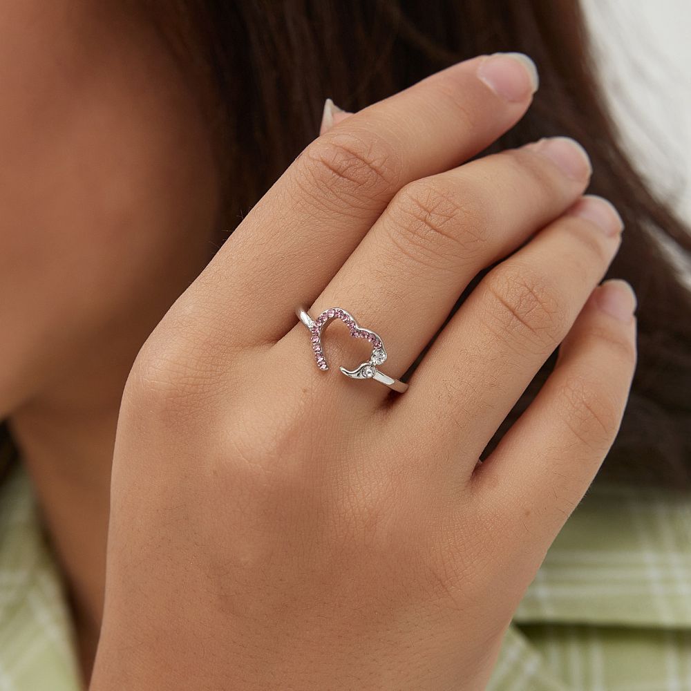 PINK HEART SEMICOLON RING - Alonna's Legging Land
