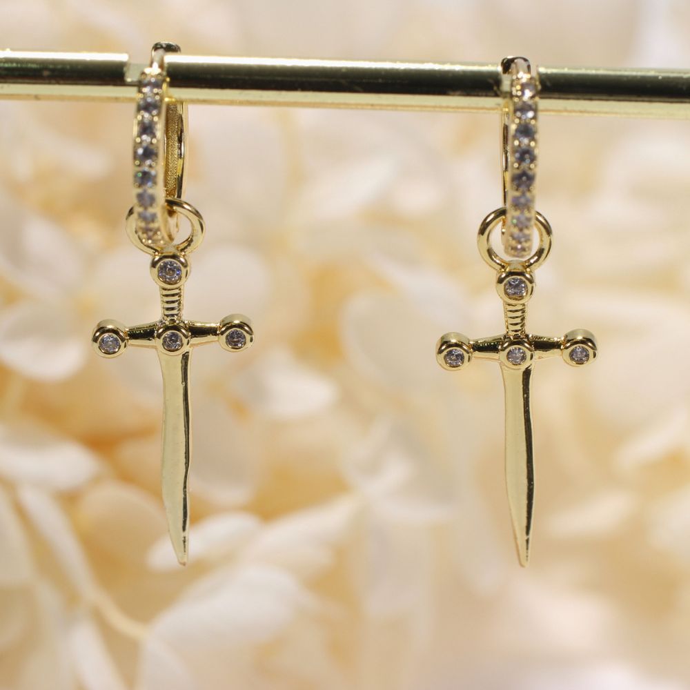 DAGGER CROSS EARRINGS (PAIR) - Alonna's Legging Land