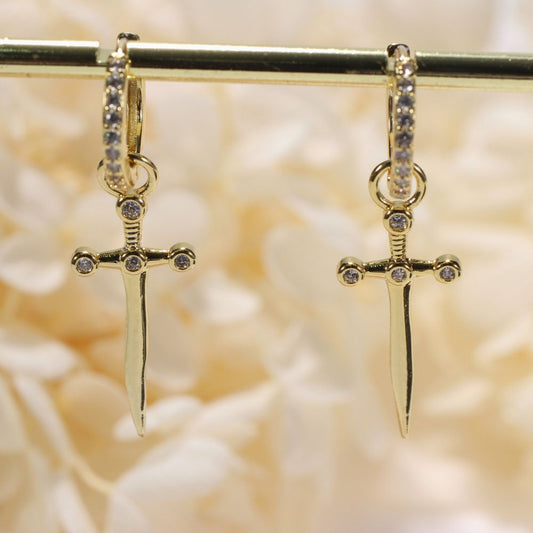 DAGGER CROSS EARRINGS (PAIR) - Alonna's Legging Land
