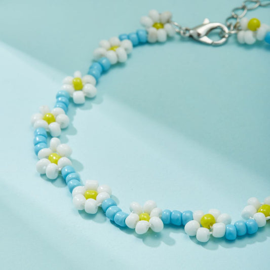 DAISY GLASS BEAD ANKLET (ADJUSTABLE) - Alonna's Legging Land
