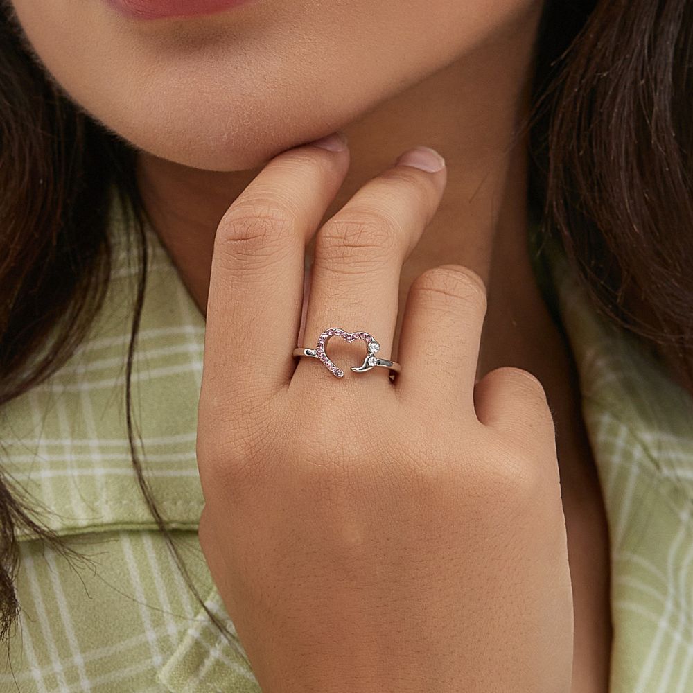 PINK HEART SEMICOLON RING - Alonna's Legging Land