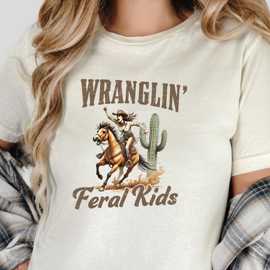 Wholesale Wranglin Feral Kids Graphic Tee - Natural Tee