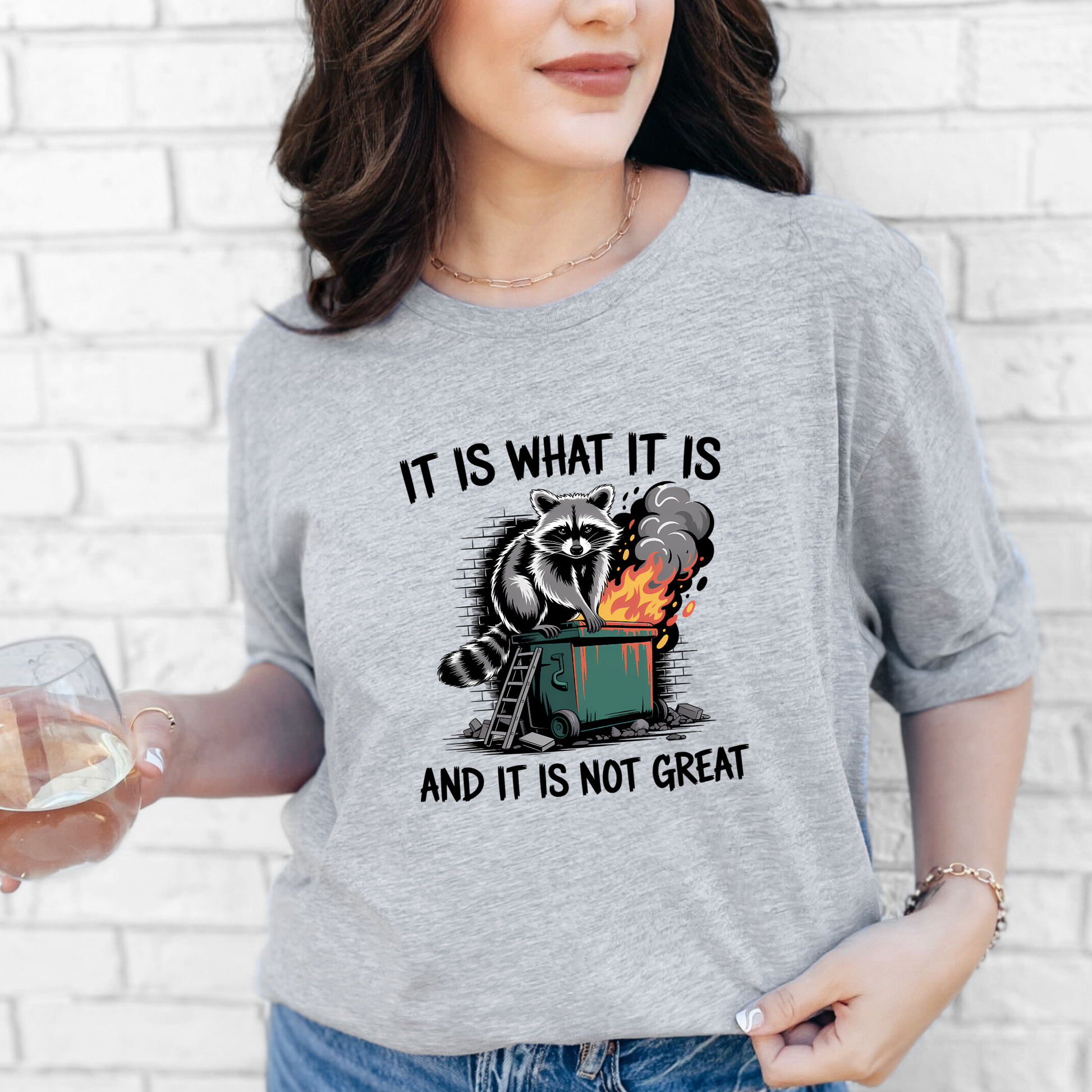 It Is What It Is Raccoon Graphic Tee - Alonna's Legging Land
