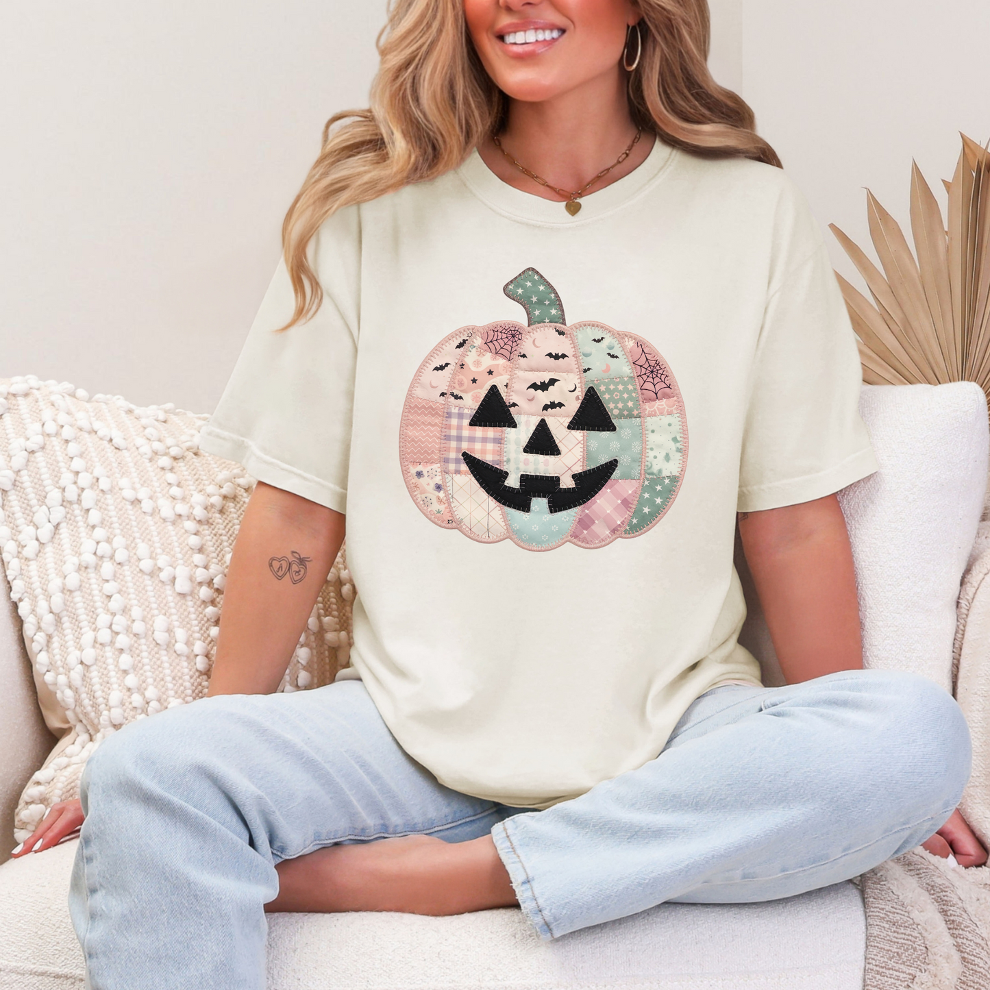 Pink Patchwork Pumpkin Graphic Tee