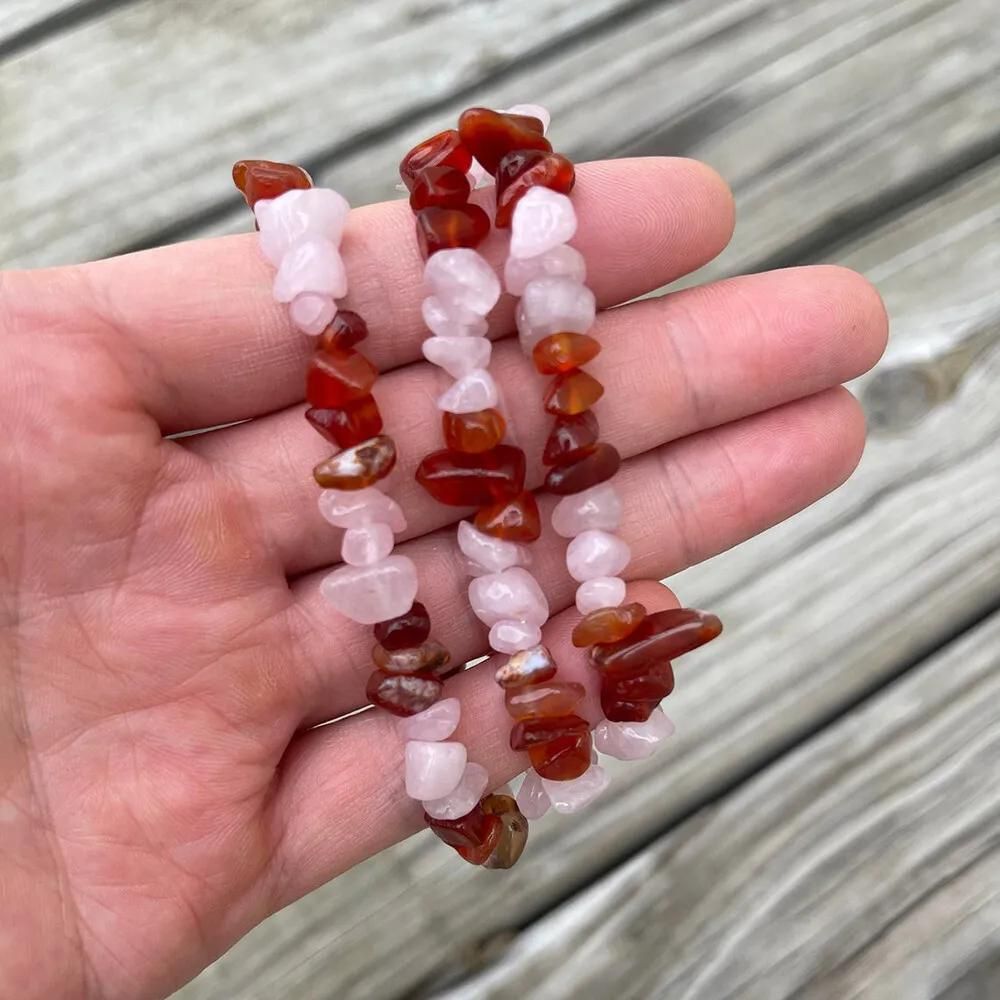 ROSE QUARTZ CARNELIAN BRACELET (ADJUSTABLE) - Alonna's Legging Land