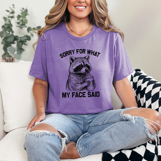Sorry for what my Face Said Graphic Tee - Alonna's Legging Land