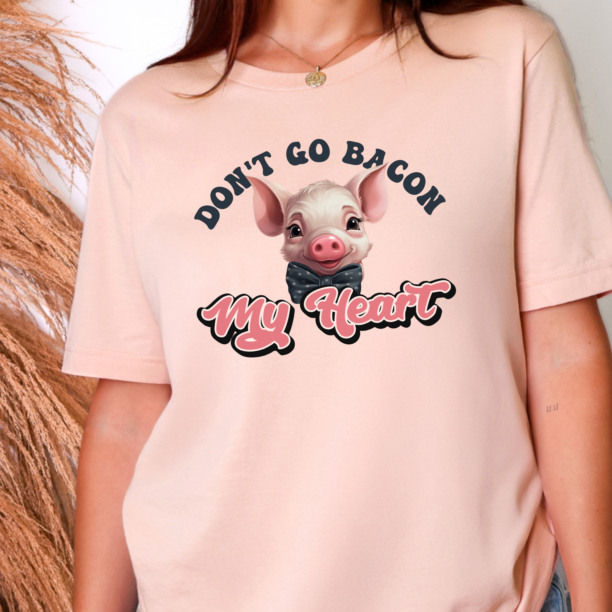 Wholesale Don't Go Bacon My Heart Graphic Tee - Peach