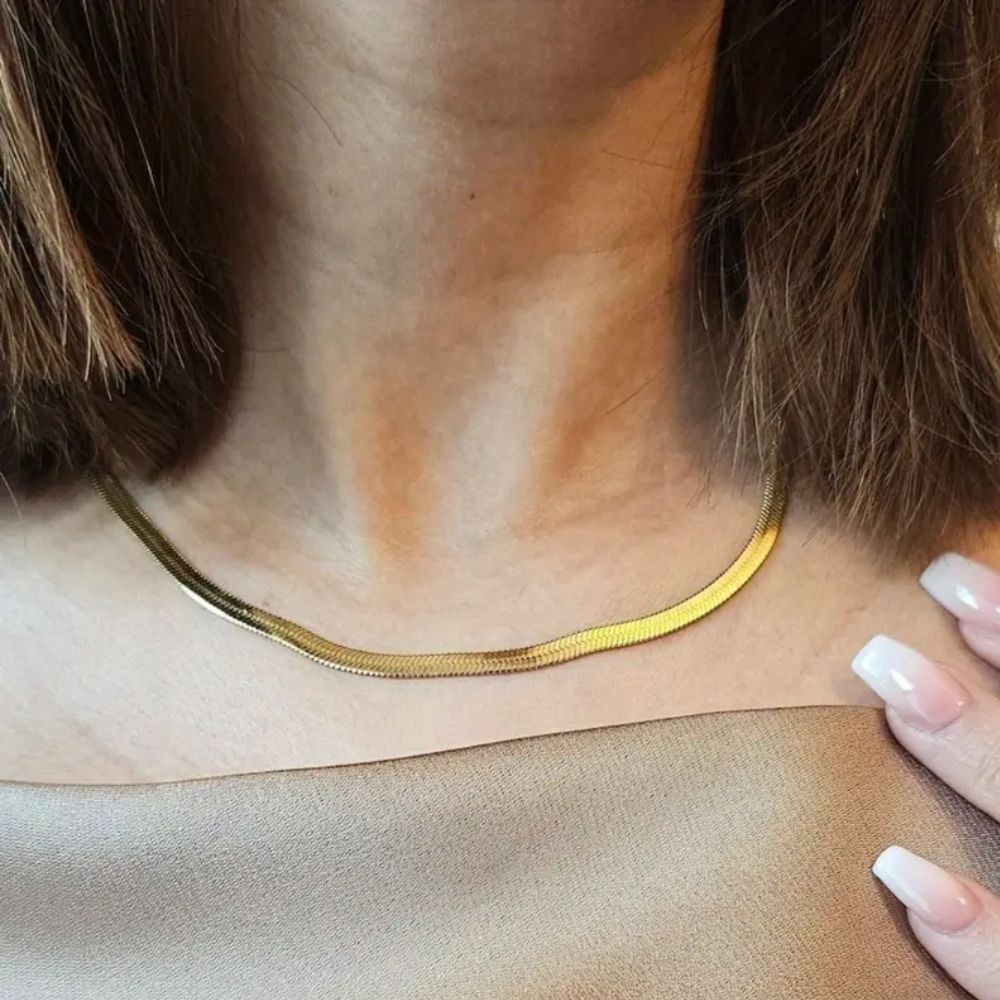 GOLD HERRINGBONE NECKLACE - Alonna's Legging Land