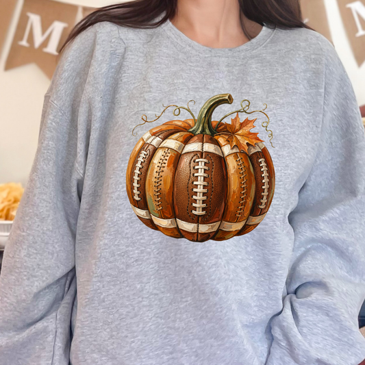 Wholesale Football Pumpkin Graphic Sweatshirt - Sport Grey