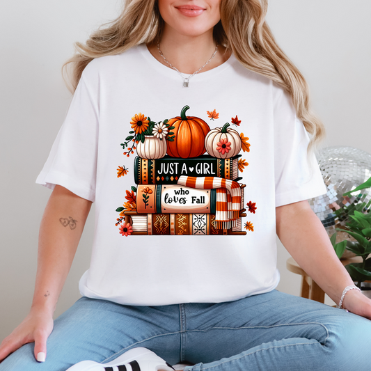Girl Who Loves Fall & Books Graphic Tee