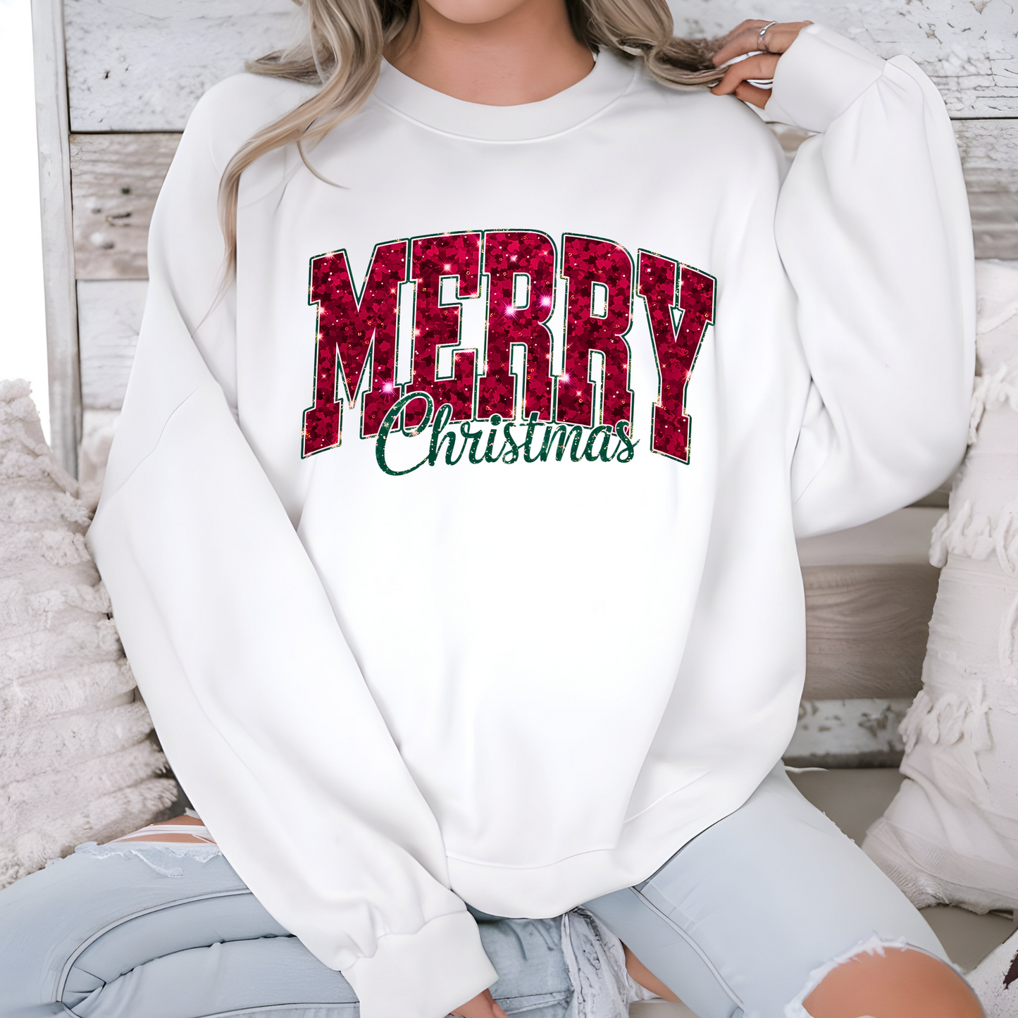 Glitter Merry Christmas Sweatshirt