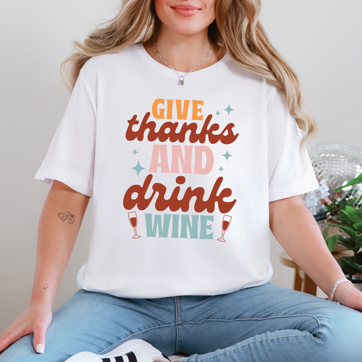 Give Thanks and Drink Wine Graphic Tee