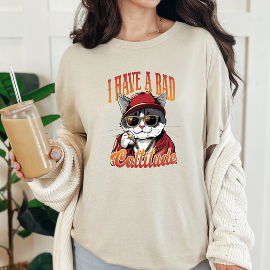 I Have A Bad Cattitude Graphic Tee - Alonna's Legging Land