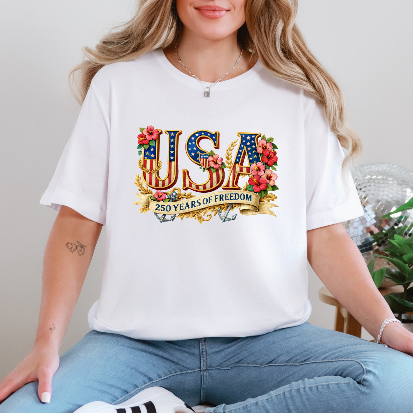 Floral USA 250 Years Graphic Tee