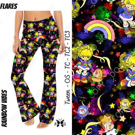 Rainbow Vibes - Yoga Flares with Pockets - Alonna's Legging Land