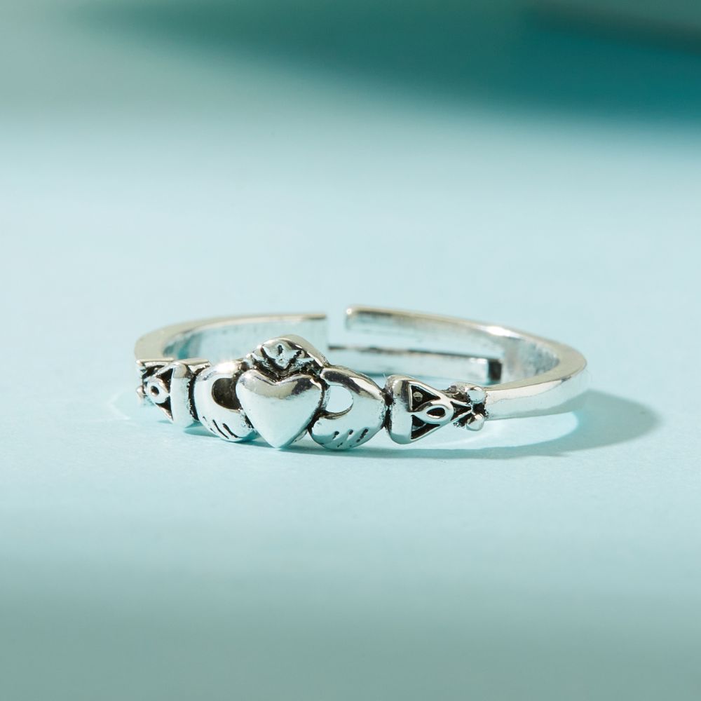 CELTIC CLADDAGH SILVER RING (ADJUSTABLE) - Alonna's Legging Land