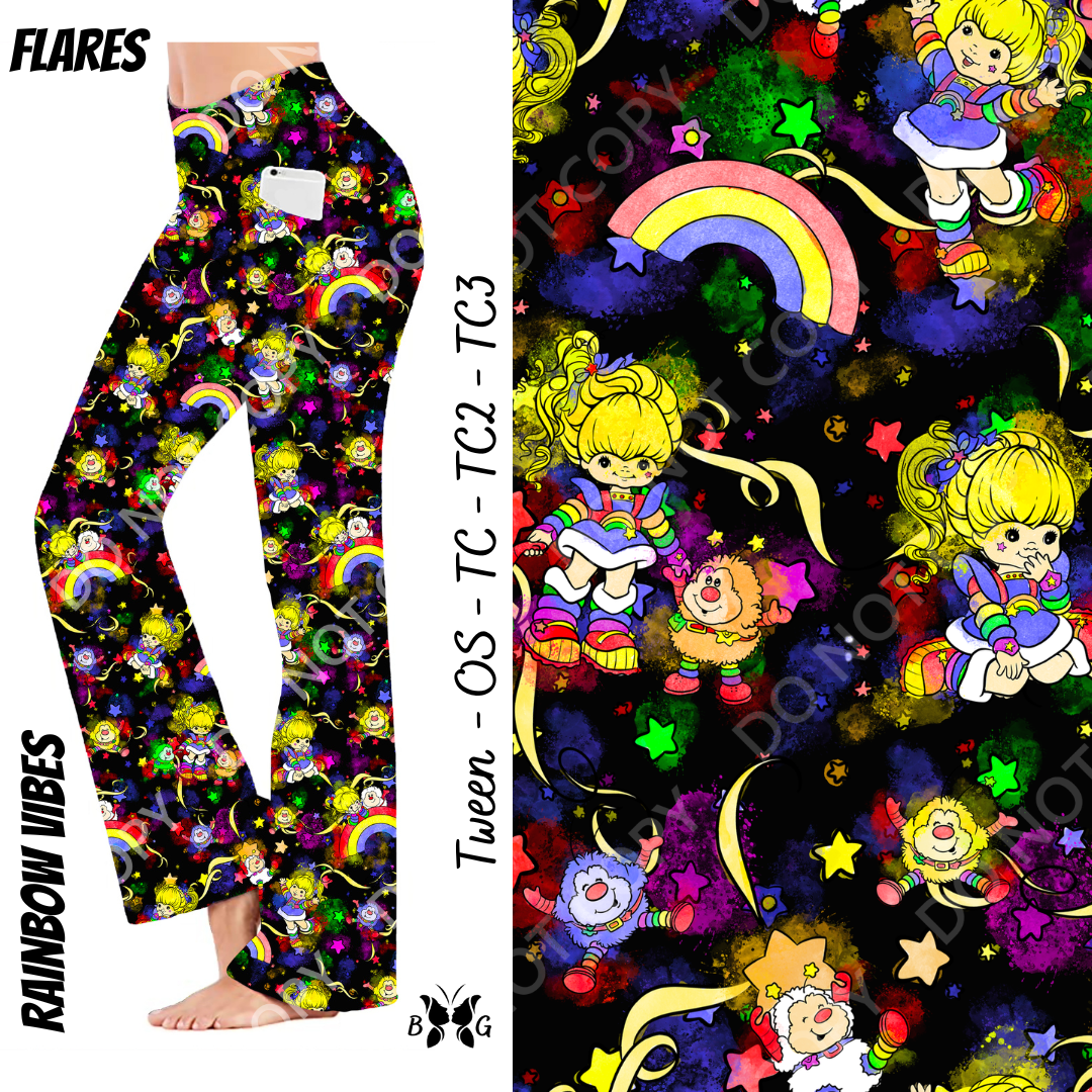 Rainbow Vibes - Yoga Flares with Pockets - Alonna's Legging Land