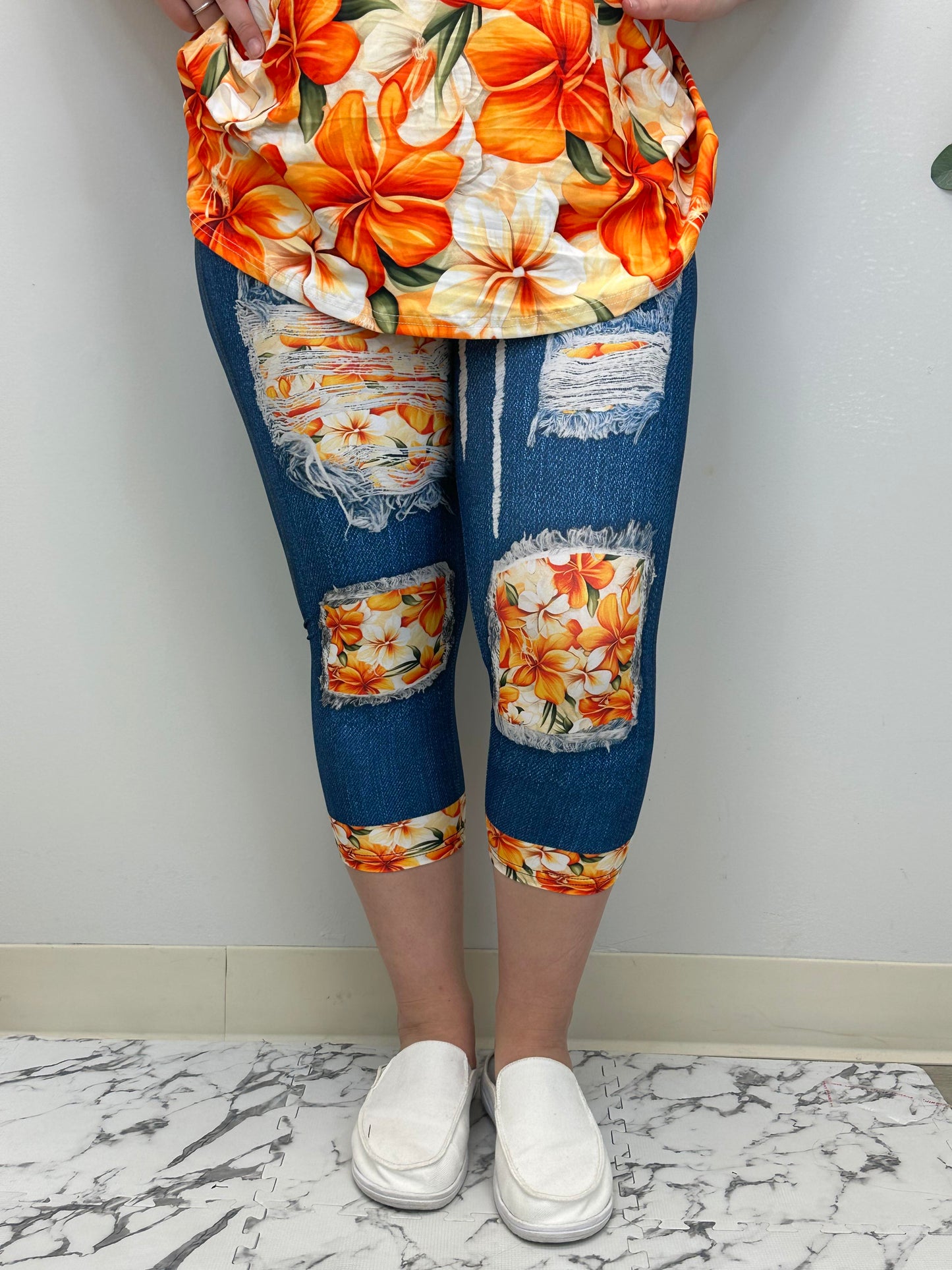 Orange Blossom Capri w/ Butt Pockets
