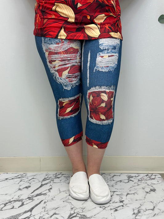 Ruby Red Capri w/ Butt Pockets - Alonna's Legging Land