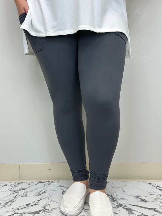 Charcoal Gray Leggings w/ Pockets - Alonna's Legging Land