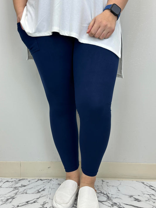 Navy Leggings w/ Pockets - Alonna's Legging Land