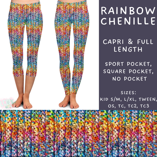 Ready To Ship - Rainbow Chenille Full and Capri Length Leggings
