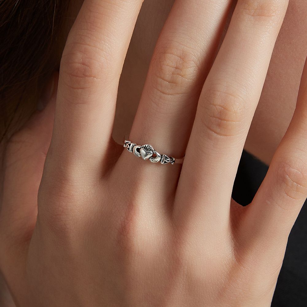 CELTIC CLADDAGH SILVER RING (ADJUSTABLE) - Alonna's Legging Land