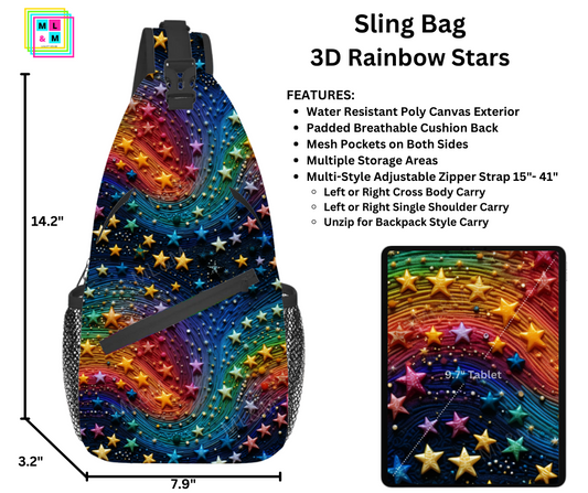 3D Rainbow Stars Sling Bag