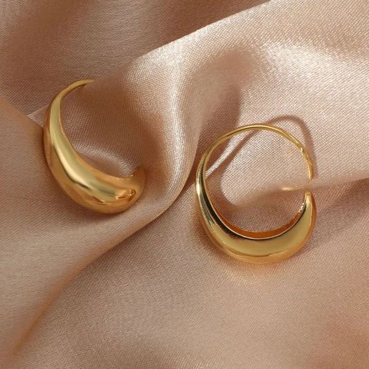 GOLD DROP HOOP EARRINGS (PAIR) - Alonna's Legging Land