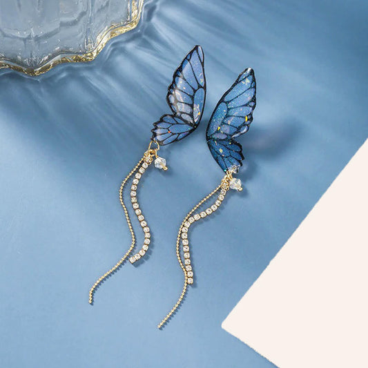 GLITTERY BUTTERFLY DROP EARRINGS (PAIR) - Alonna's Legging Land