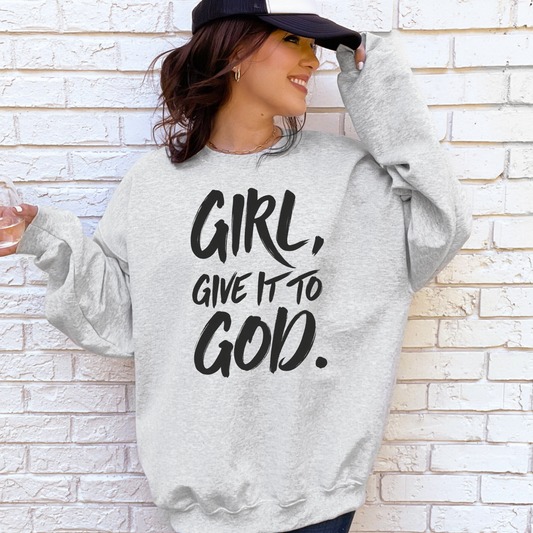 Wholesale Girl, Give It To God Graphic Sweatshirt - Sport Grey