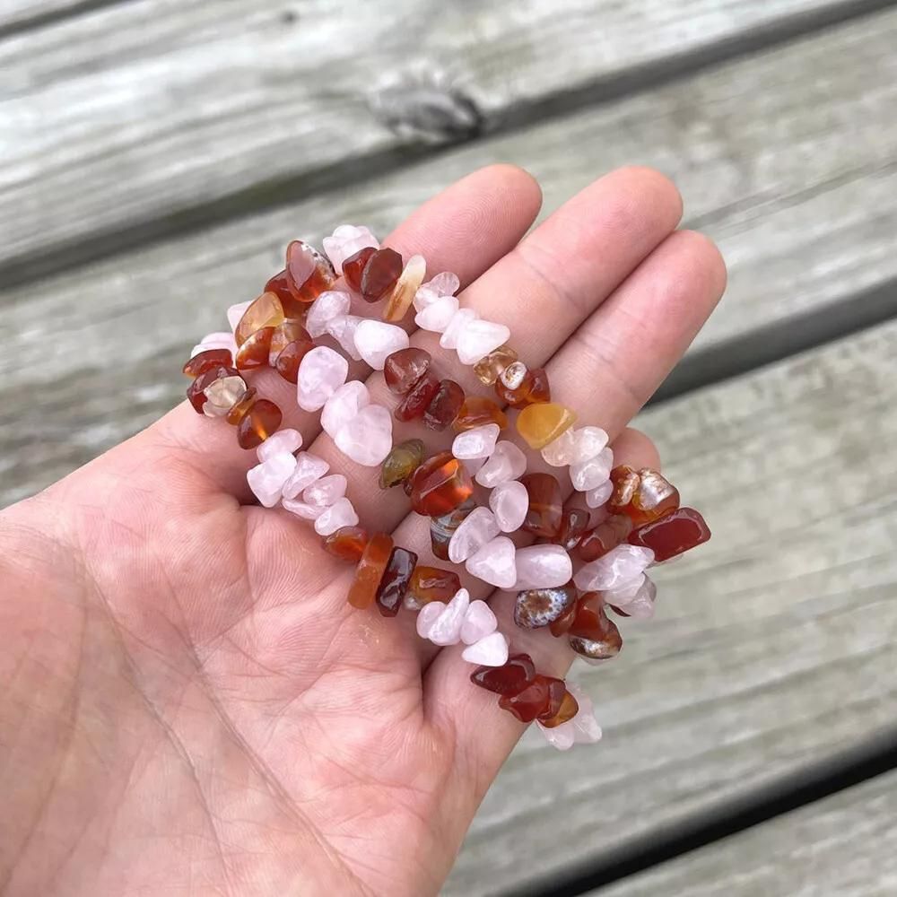 ROSE QUARTZ CARNELIAN BRACELET (ADJUSTABLE) - Alonna's Legging Land