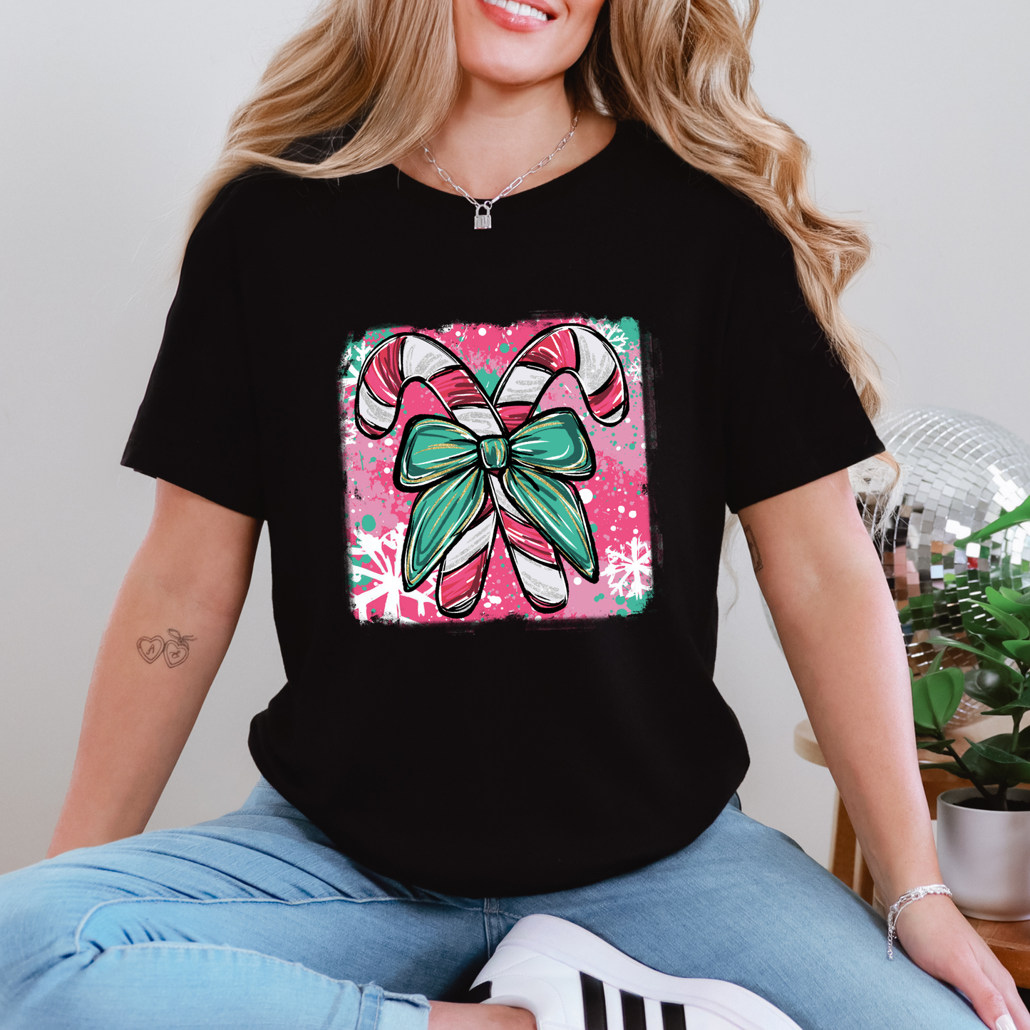 Colorful Candy Cane Graphic Tee