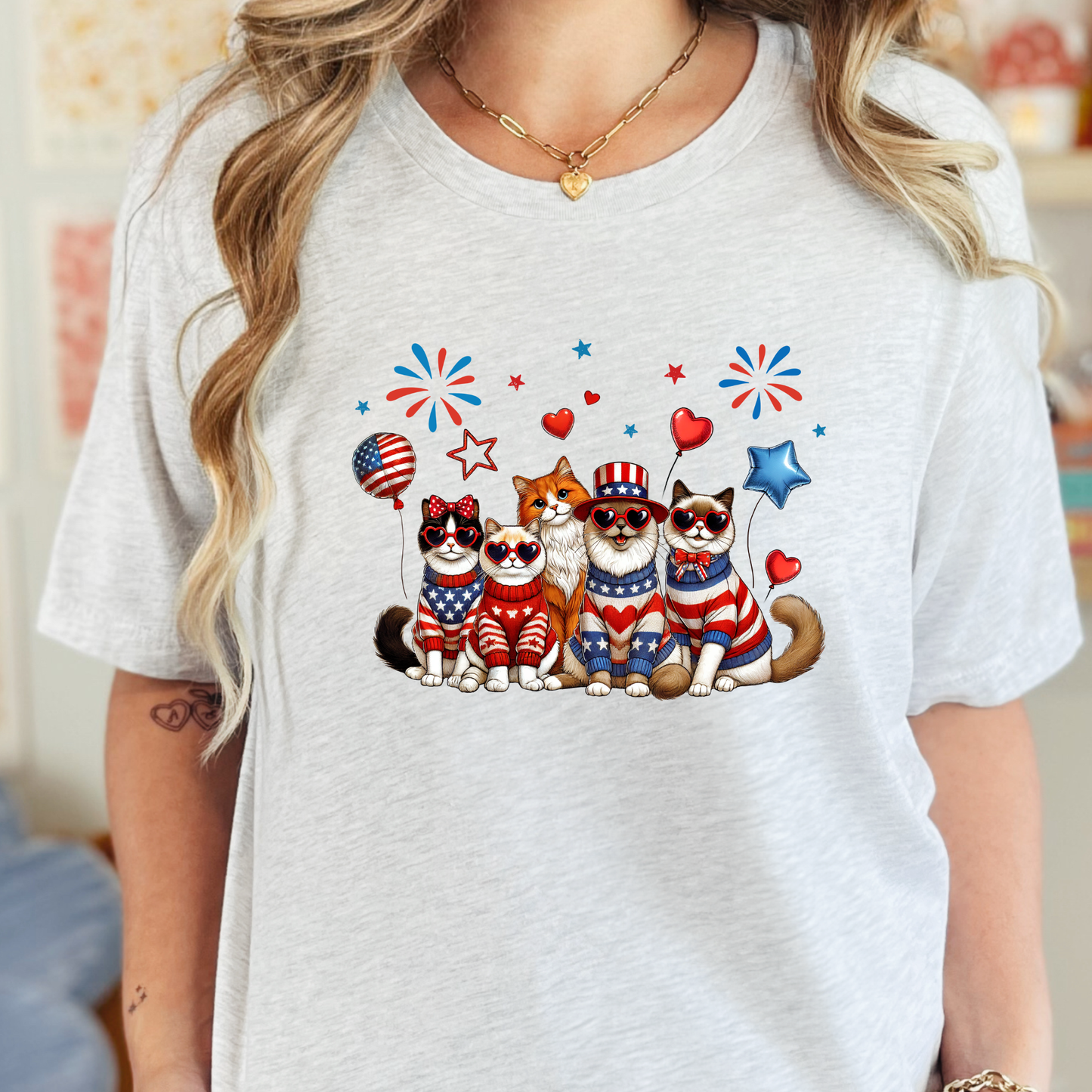 Cats Patriotic Graphic Tee
