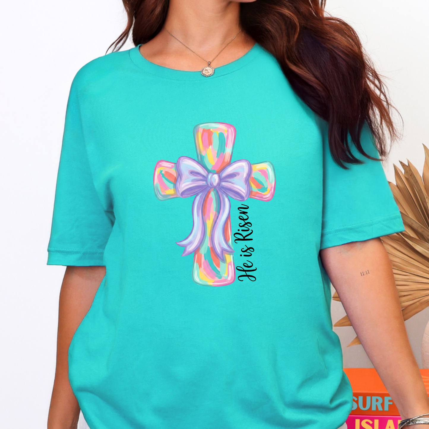 He Is Risen Cross Graphic Tee - Alonna's Legging Land