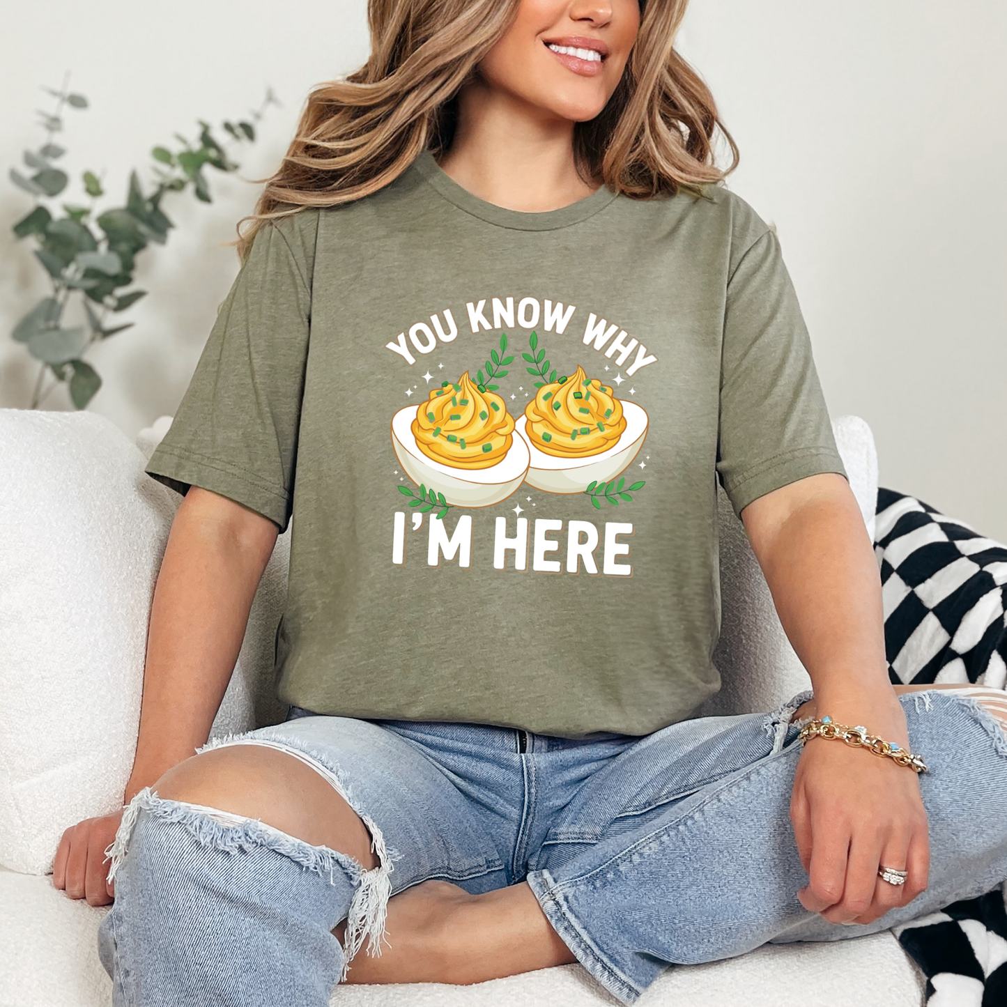 Why I'm Here Eggs Graphic Tee