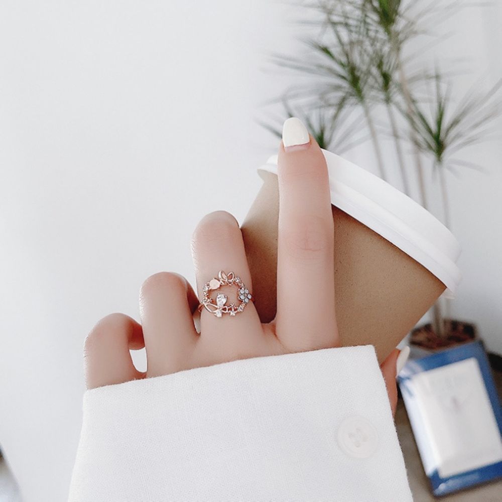 PINK OPAL BUTTERFLY RING (ADJUSTABLE) - Alonna's Legging Land