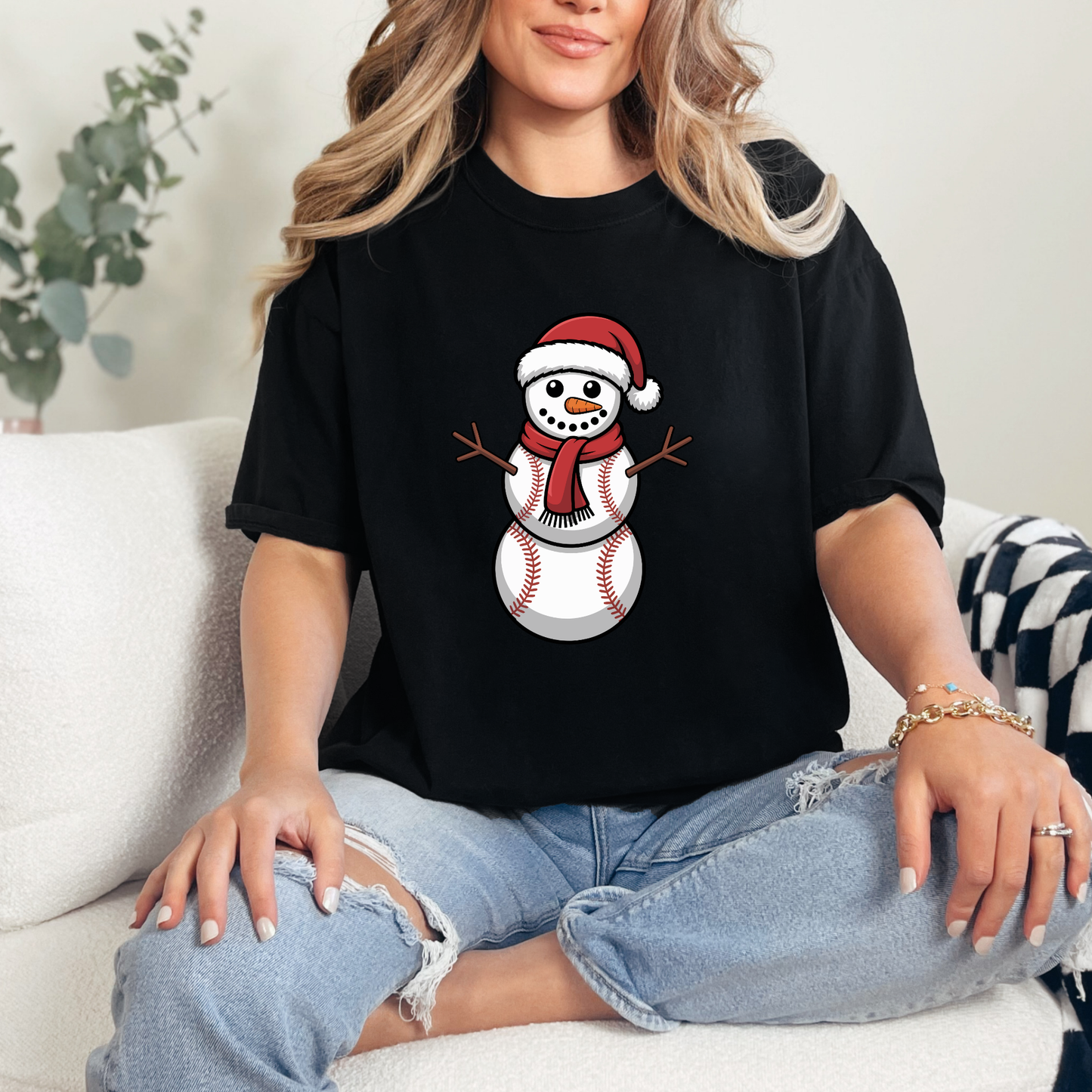 Baseball Snowman Graphic Tee