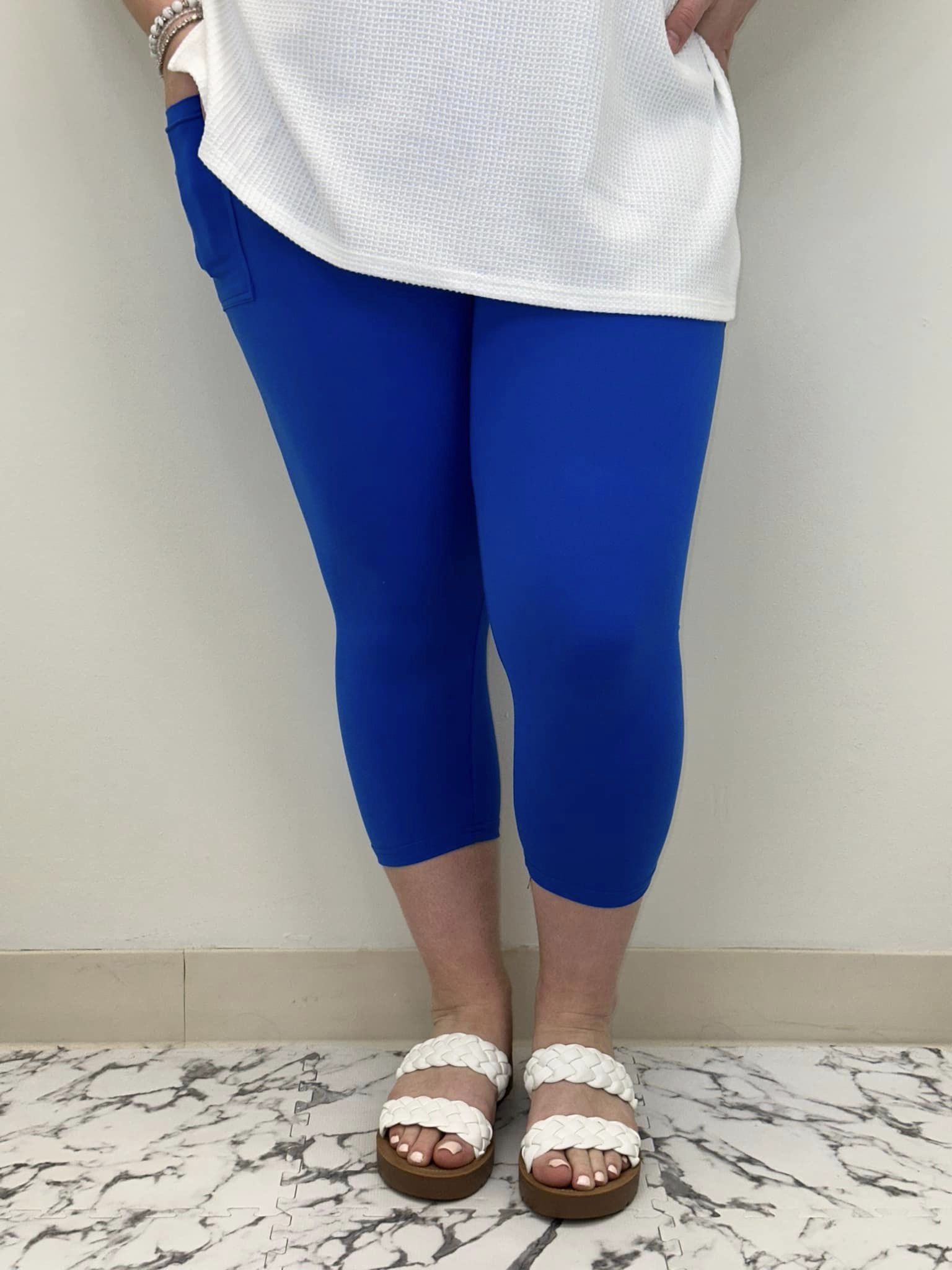 Sapphire Blue Capri w/ Pockets - Alonna's Legging Land