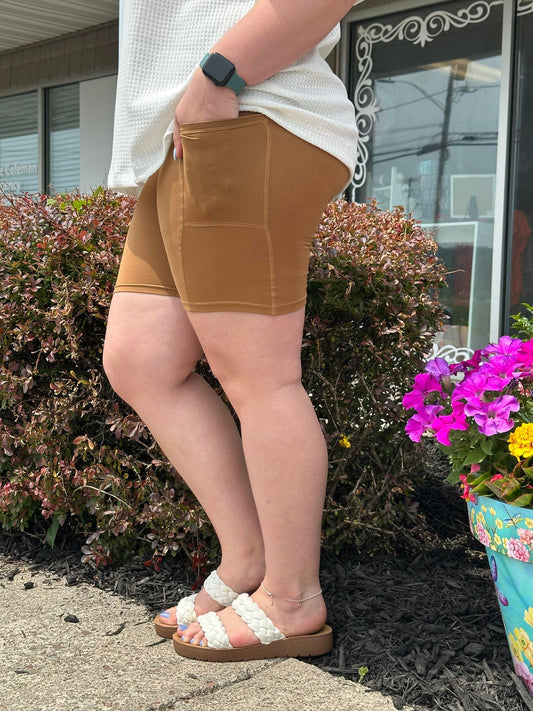 Caramel Biker Shorts - Alonna's Legging Land