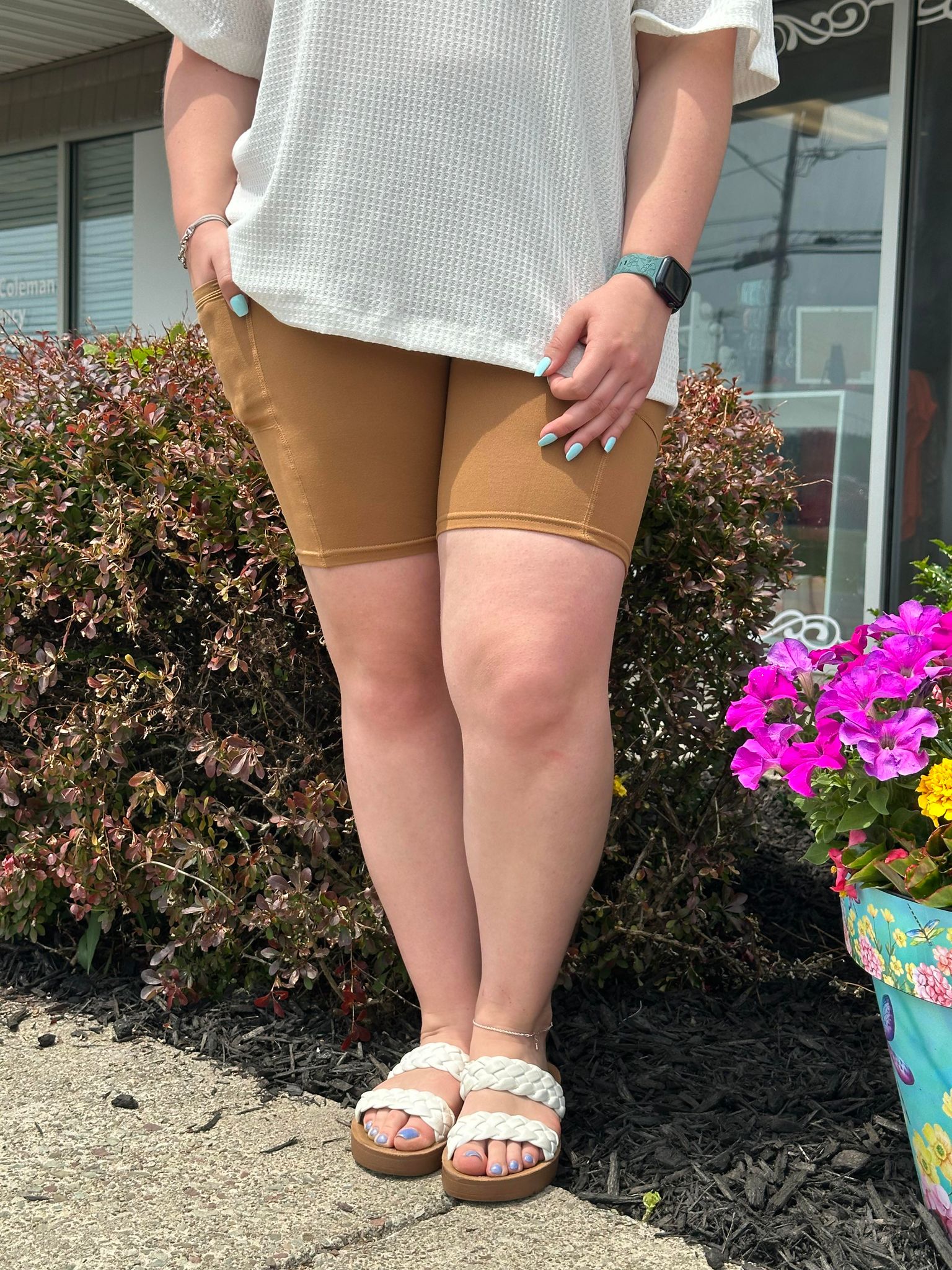 Caramel Biker Shorts - Alonna's Legging Land