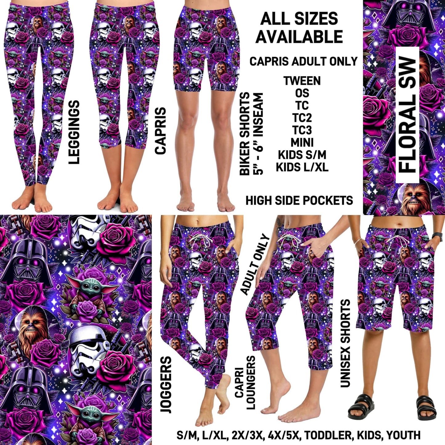 RTS - Floral SW Full Joggers/Capri Loungers/Unisex Shorts