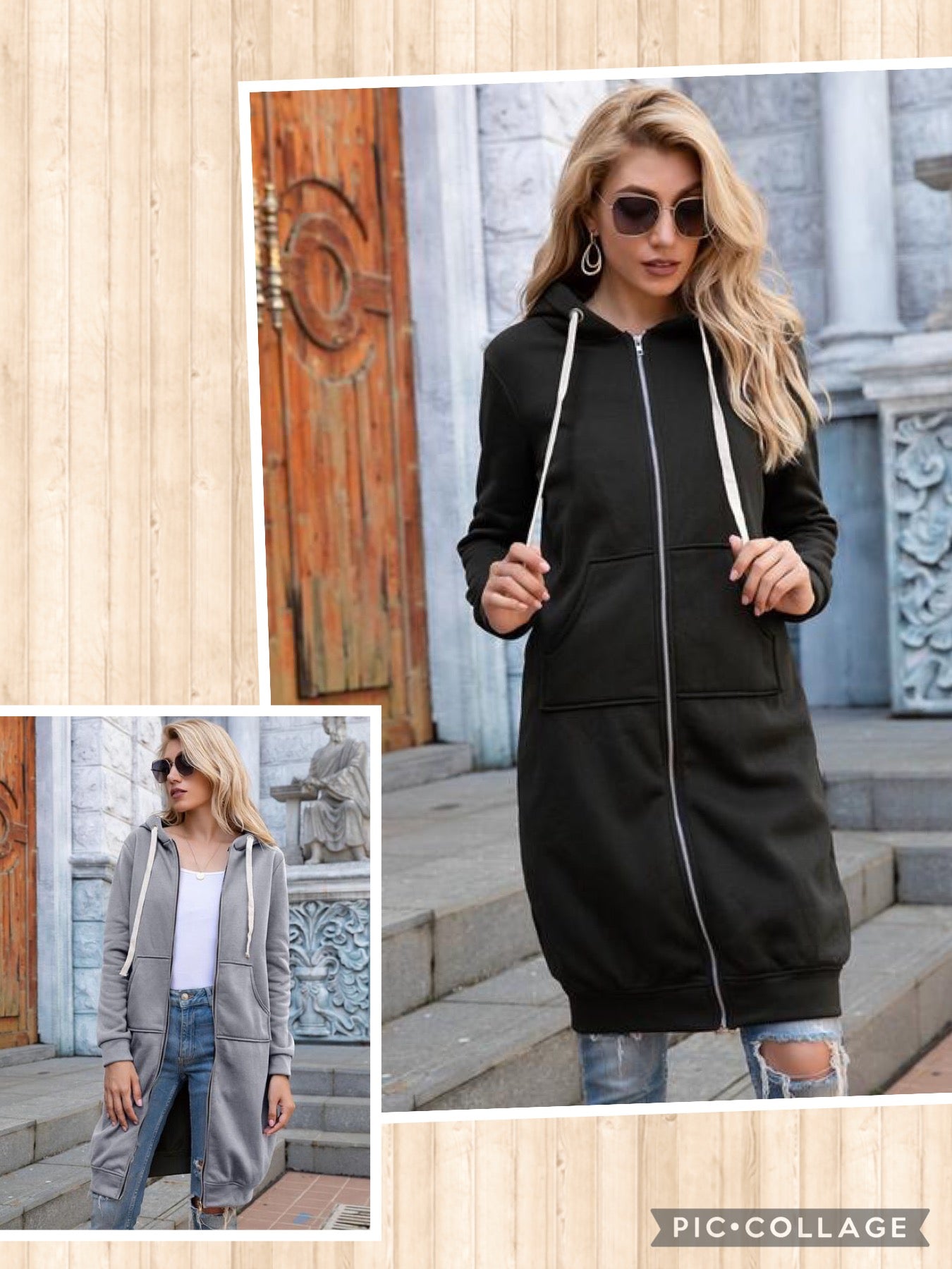 Double Take Full Size Zip-Up Longline Hoodie with Pockets