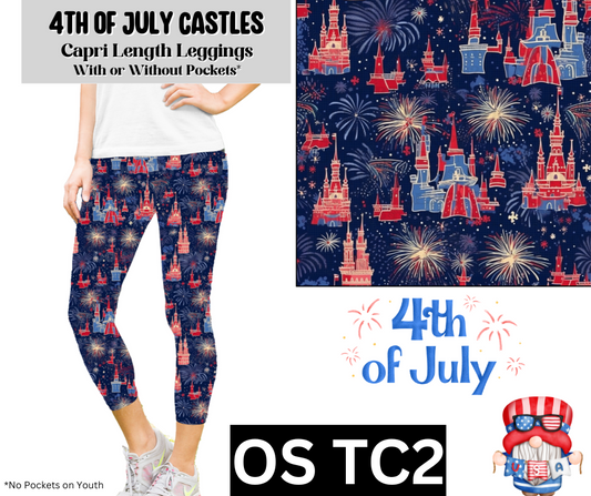 4th Of July Castles Capri Length Leggings w/ Pockets