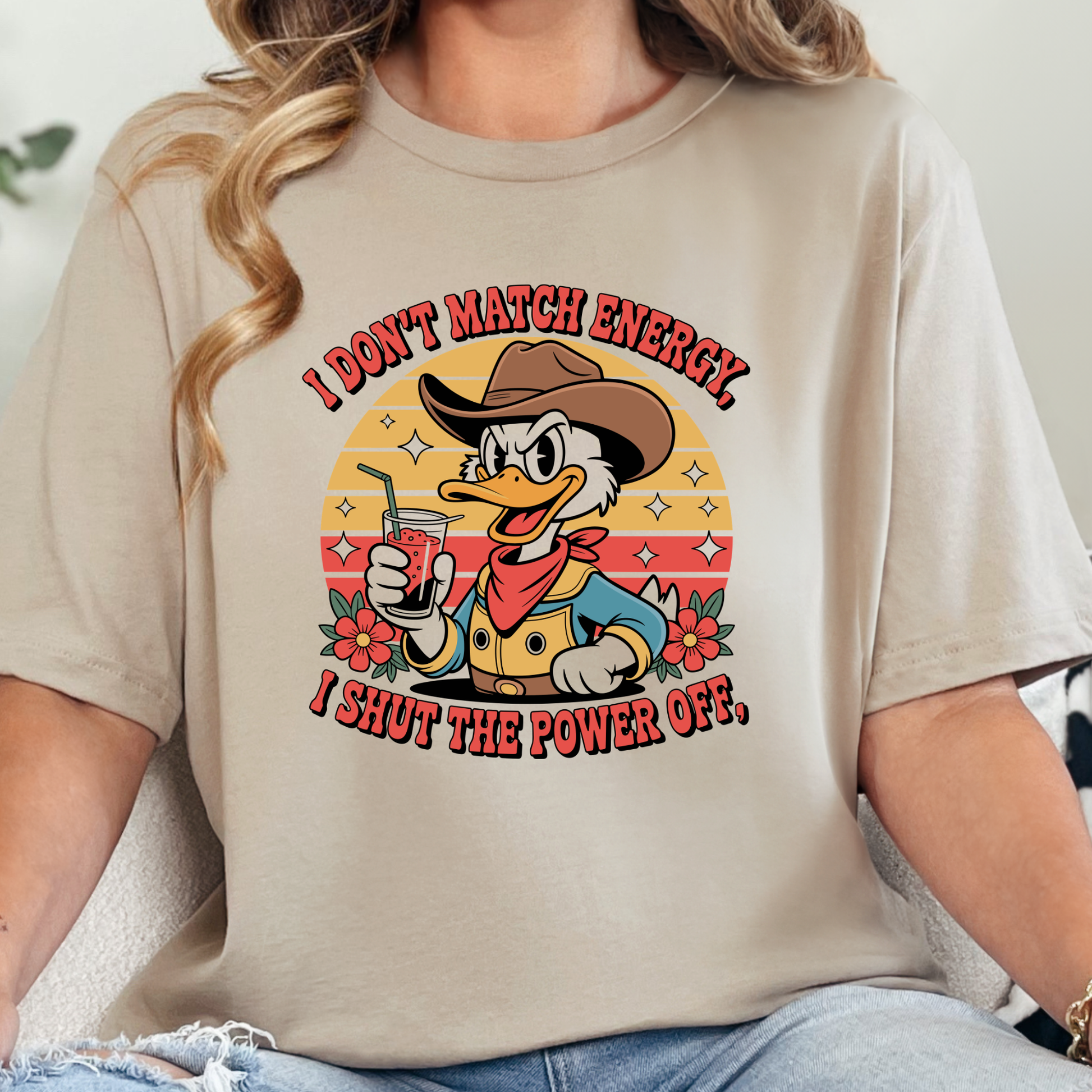 Wholesale Shut the Power Off Graphic Tee - Tan