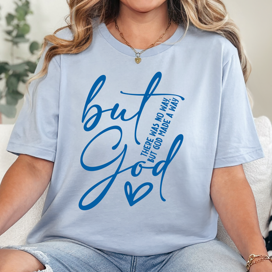 Wholesale But God Made A Way Graphic Tee- Baby Blue