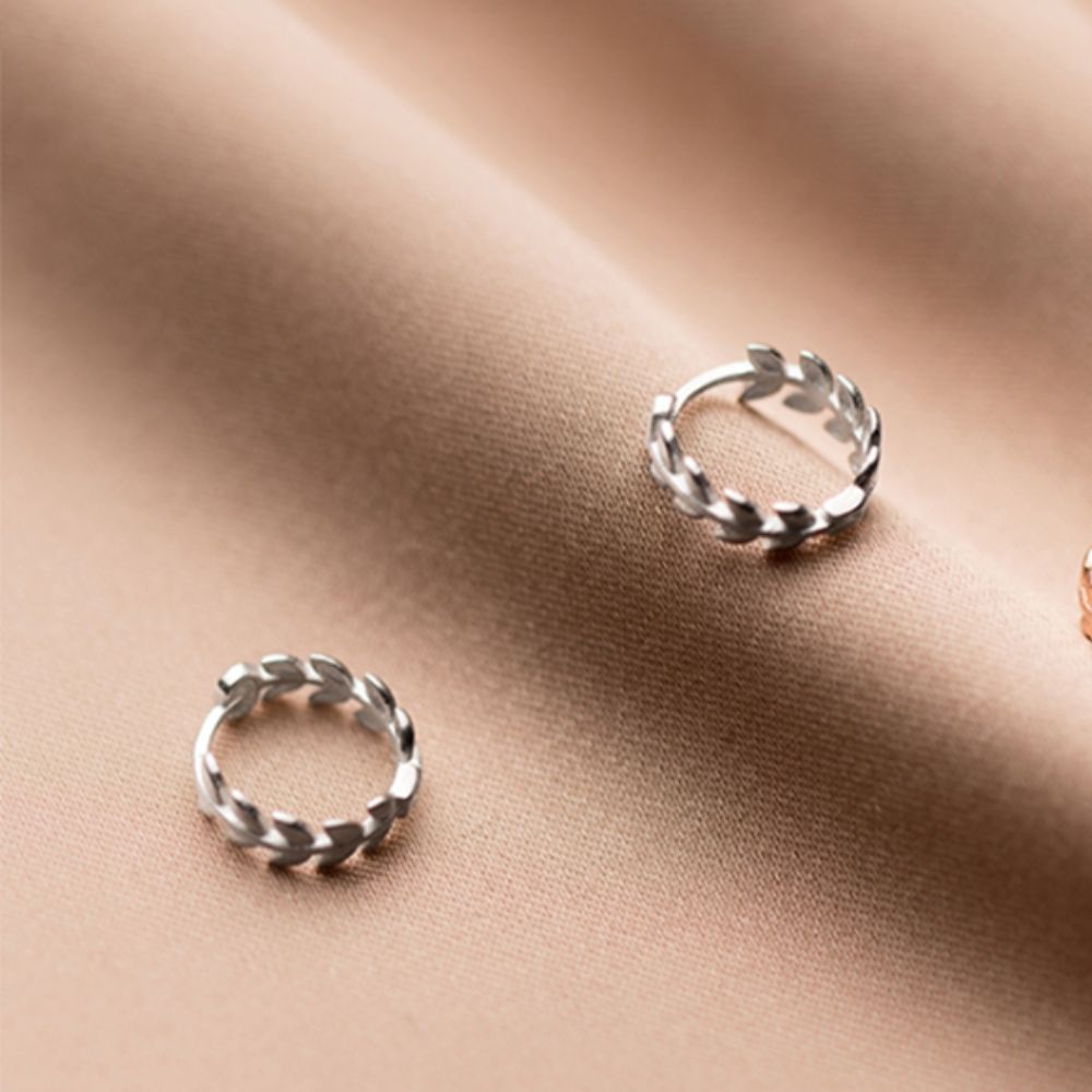 TINY OLIVE LEAVES HOOP EARRINGS (PAIR) - Alonna's Legging Land