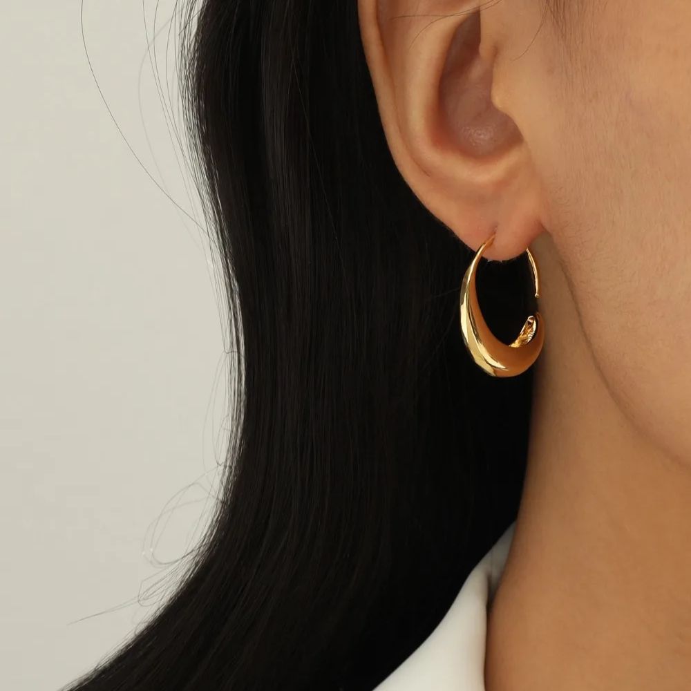 GOLD DROP HOOP EARRINGS (PAIR) - Alonna's Legging Land