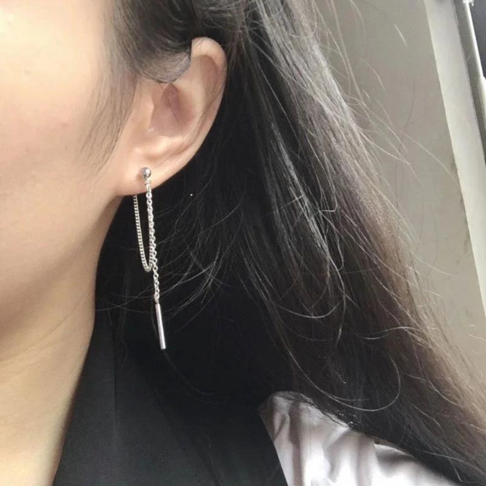 DOUBLE CHAIN DRAPE EARRINGS (PAIR)