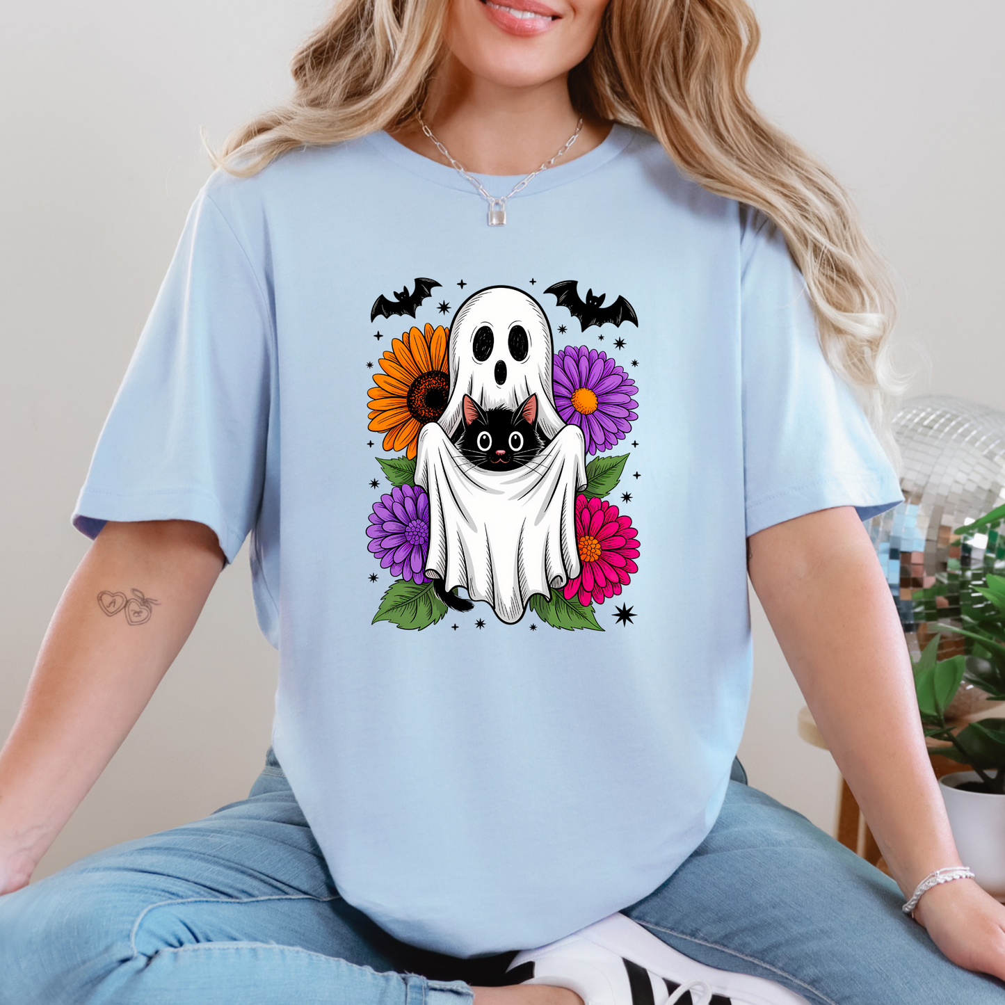 Cat and Ghost Graphic Tee